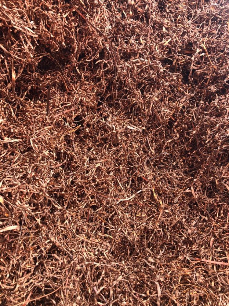 Tournures et copeaux de cuivre broyés en filaments fins pour recyclage